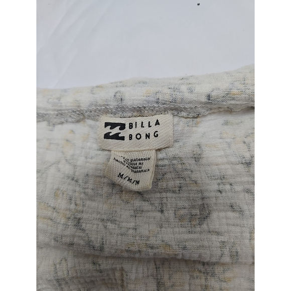 Billabong Floral Peasant Blouse Boho Tie Neck Top Cream Yellow Women’s M - Picture 9 of 11